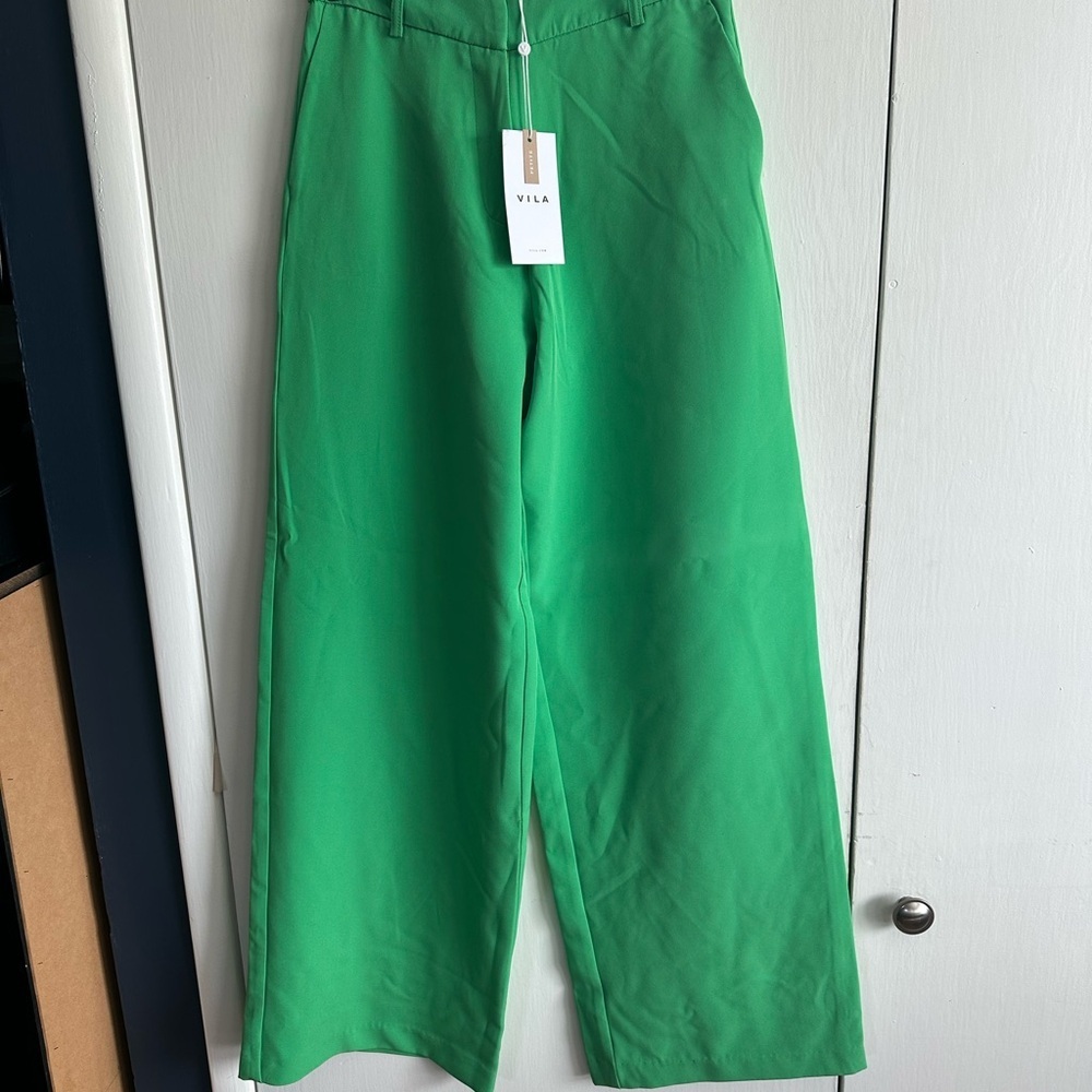 VILA Emerald Green Trousers - Picture 2 of 6